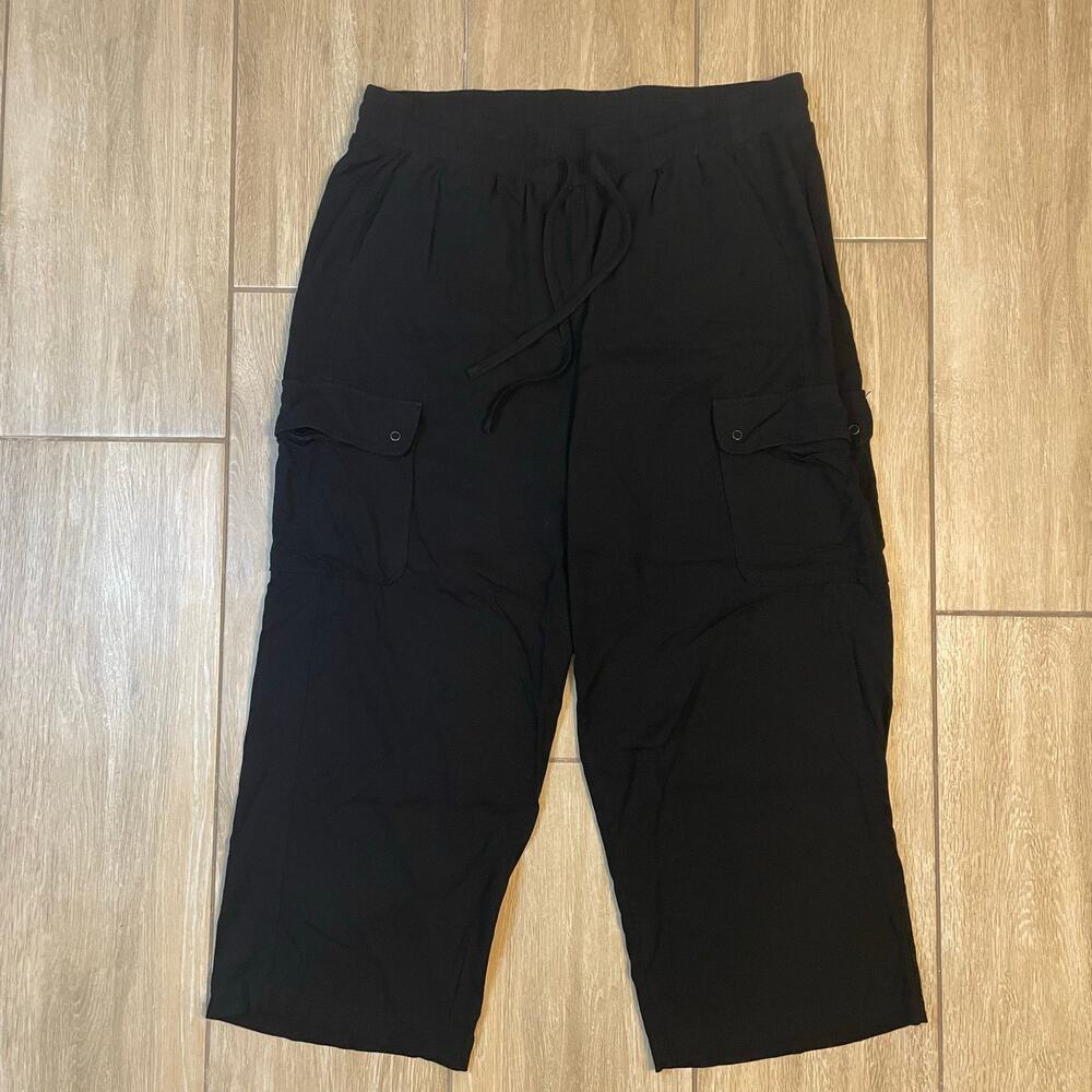 Torrid Cargo Pants Womens 1 Short Black Pull On Drawstring Cropped Stretch